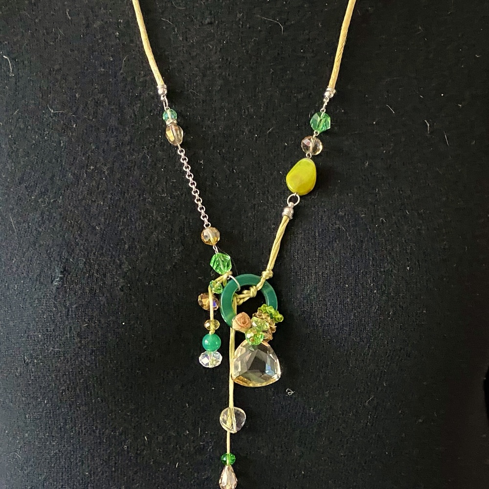 Crystal Pendant on Gold Silk Lanyard